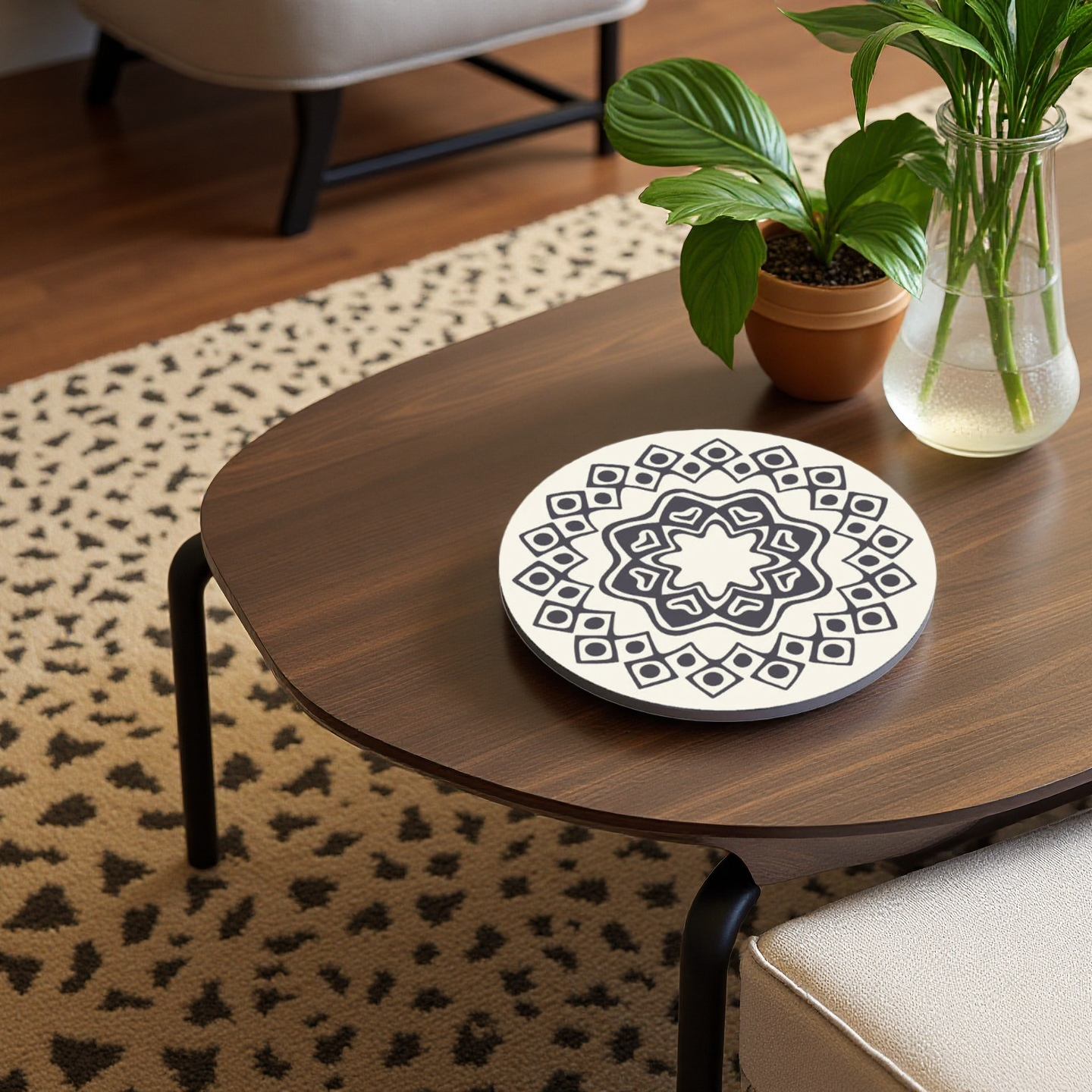 Moroccan Style Heat-Resistant Table Mat – Black Pattern