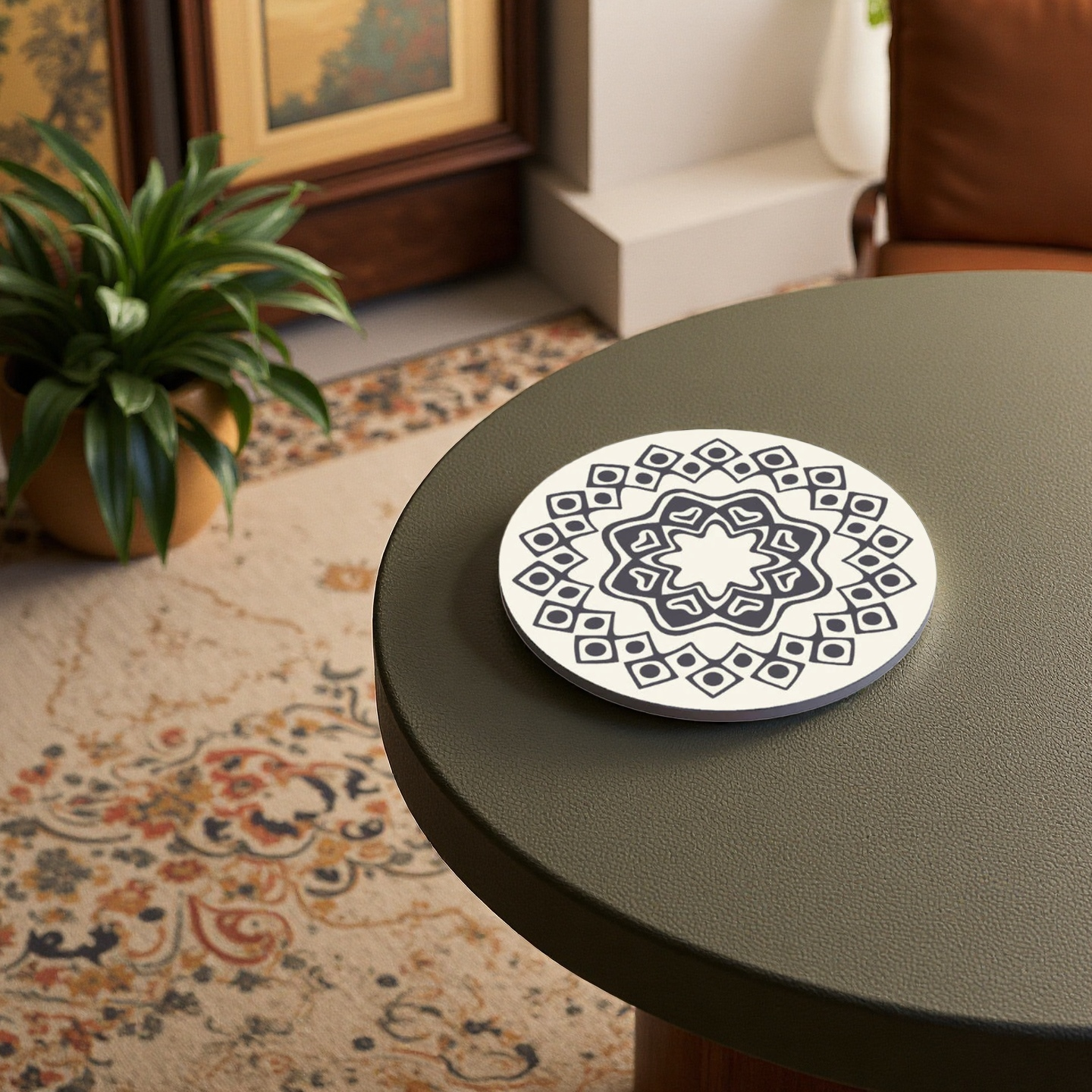 Moroccan Style Heat-Resistant Table Mat – Black Pattern