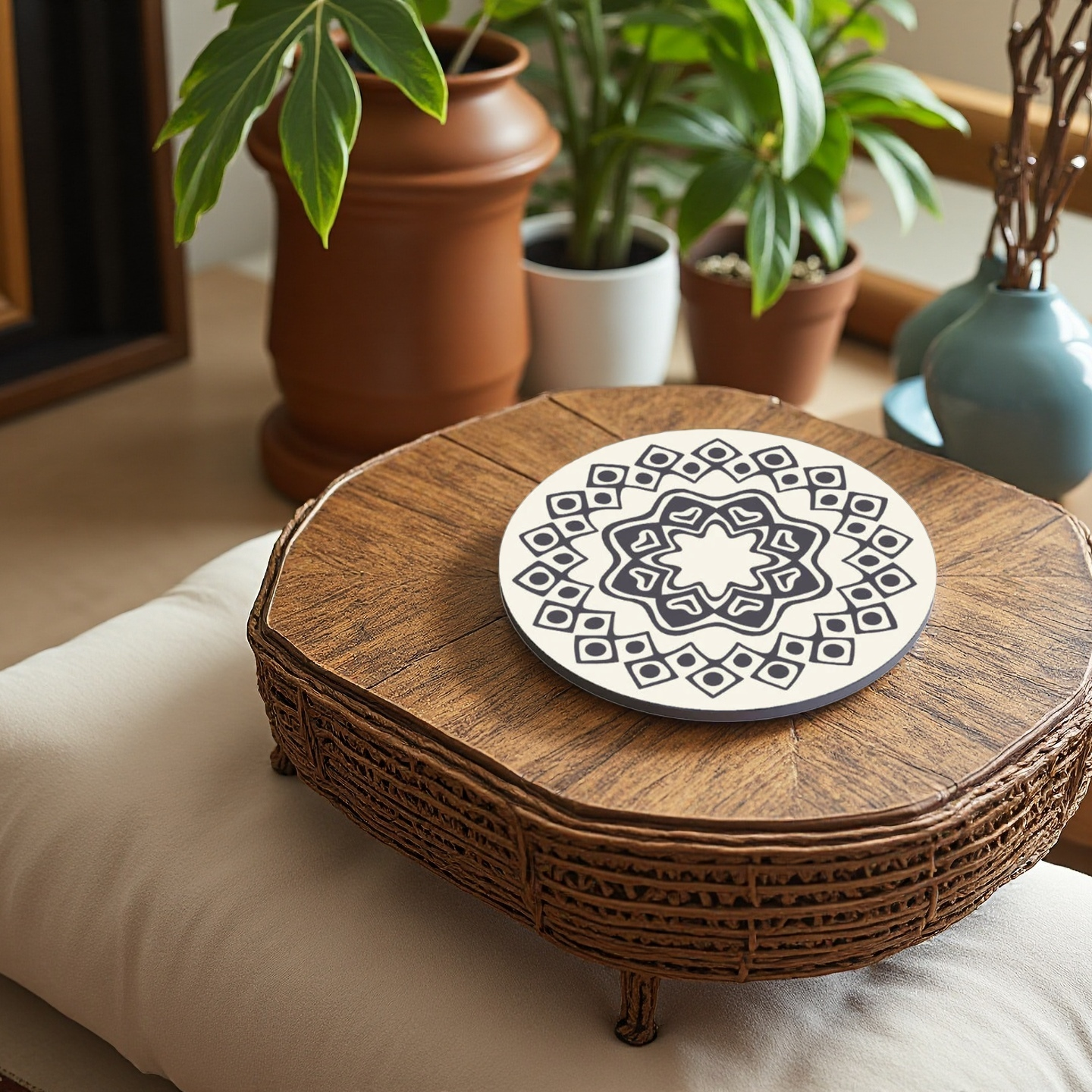 Moroccan Style Heat-Resistant Table Mat – Black Pattern
