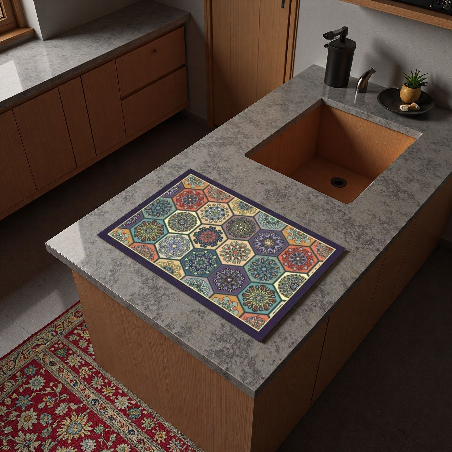Moroccan Mosaic Anti-Slip Absorbent Dish Drying Mat