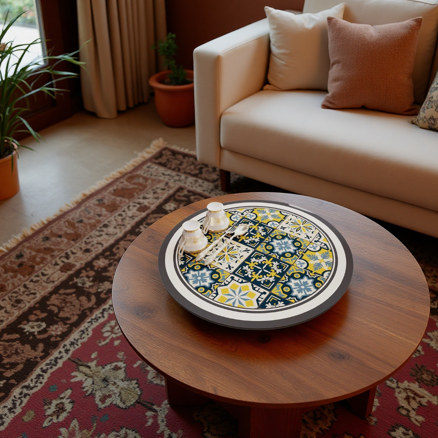 Moroccan Ceramic Plate – Blue & Yellow