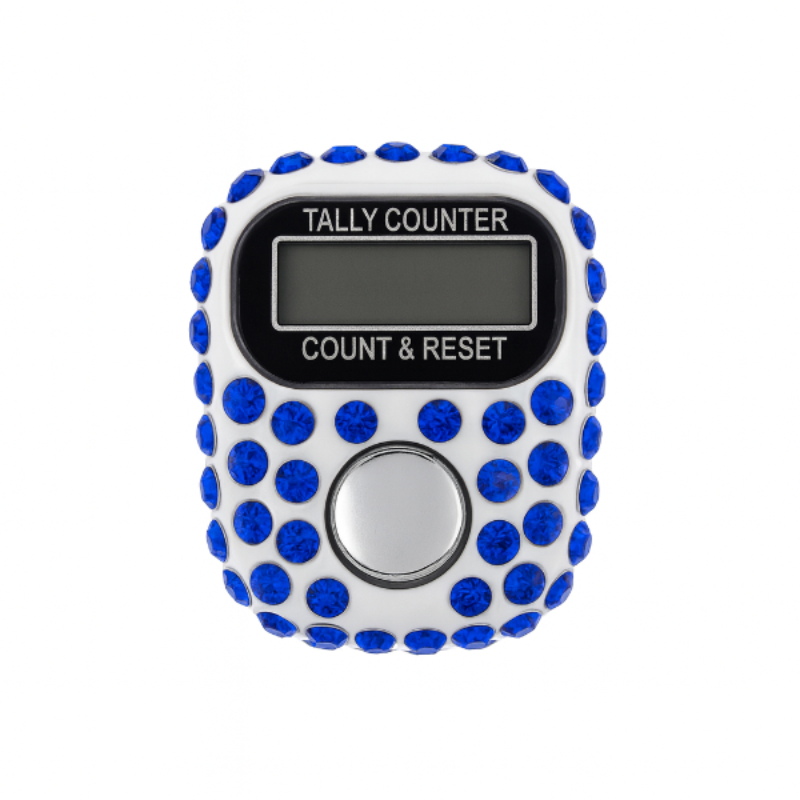 Crystal Finger Counter – Sapphire Blue (LCD, Adjustable Ring)