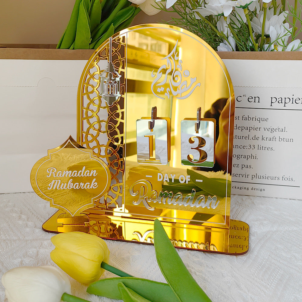 Acrylic Mirror Ramadan Countdown Calendar Tabletop Decoration
