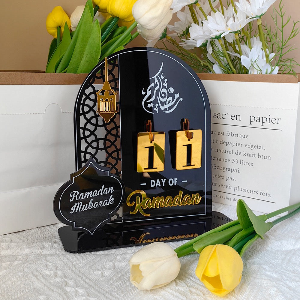 Acrylic Mirror Ramadan Countdown Calendar Tabletop Decoration