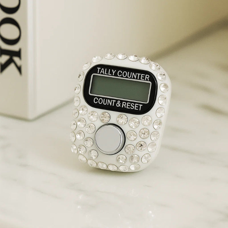 Clear Crystal Finger Tally Counter (LCD, Adjustable Ring)