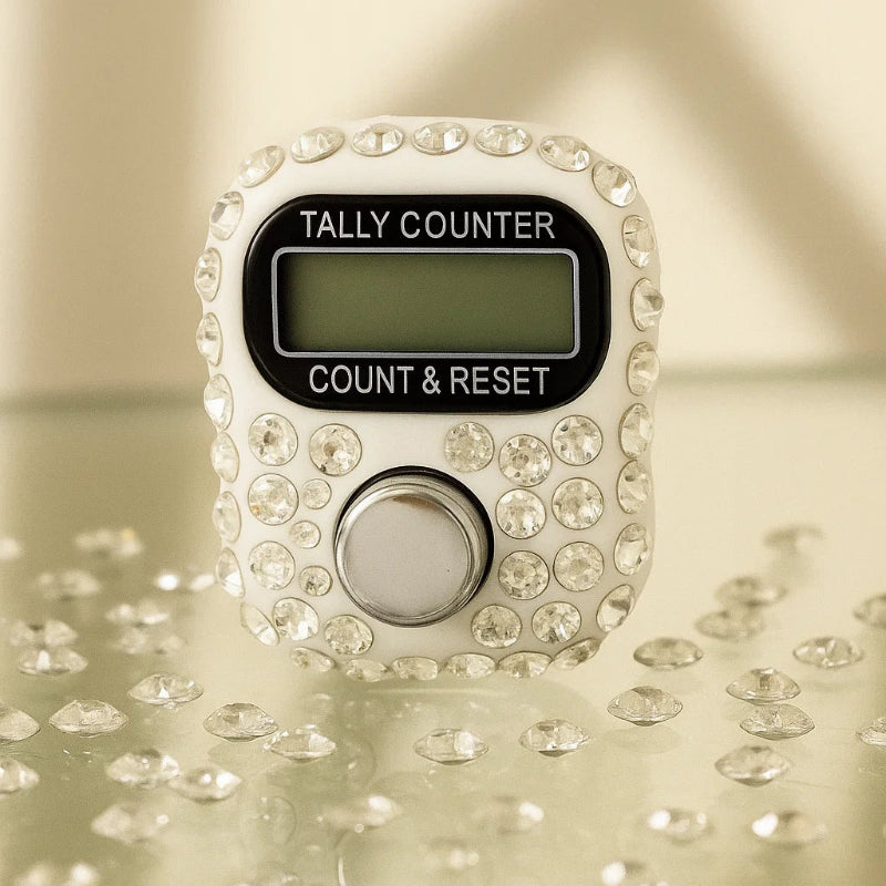 Clear Crystal Finger Tally Counter (LCD, Adjustable Ring)