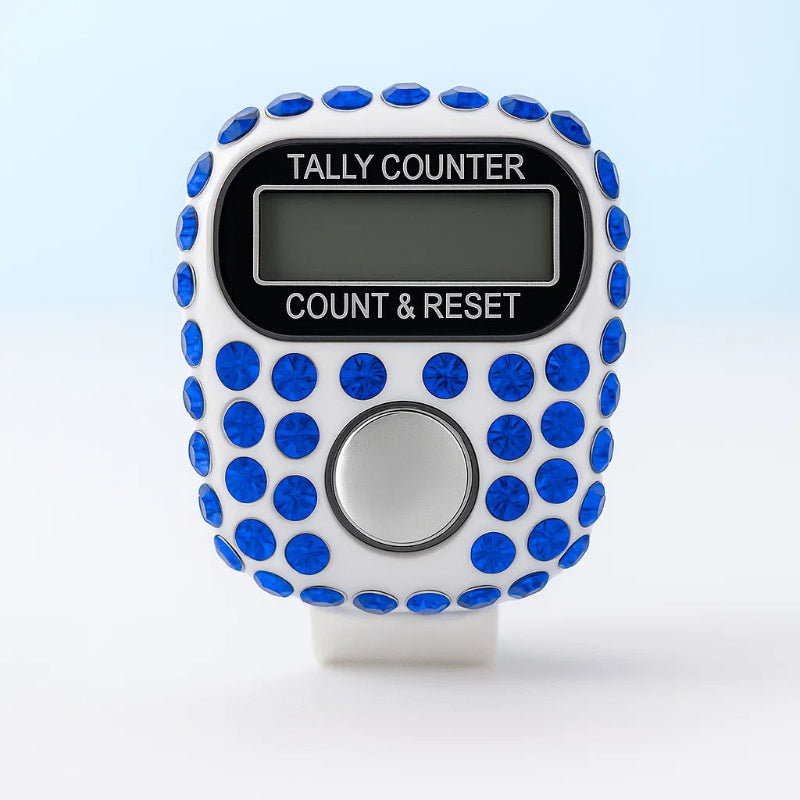 Crystal Finger Counter – Sapphire Blue (LCD, Adjustable Ring)