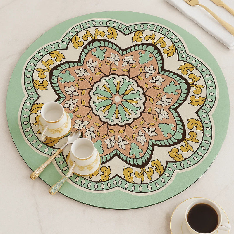 Moroccan Style Dish Drying Mat – Green & Pink