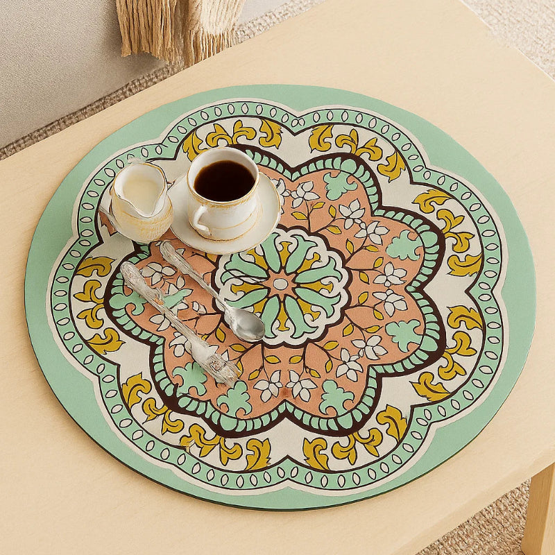 Moroccan Style Dish Drying Mat – Green & Pink