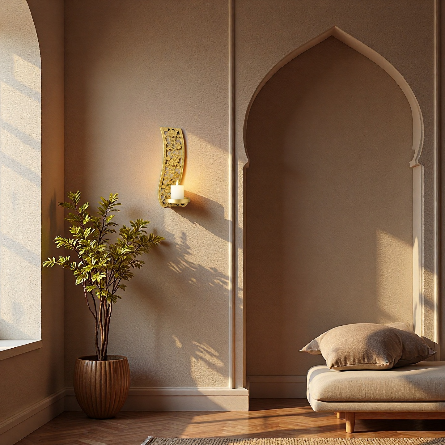 Ornate Gold Wall Candle Sconce