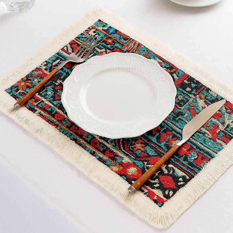 Ethnic Fringe Geometric Placemat