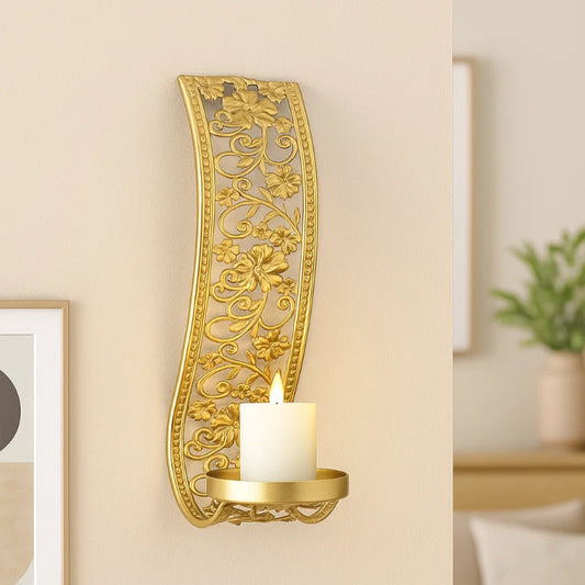 Ornate Gold Wall Candle Sconce